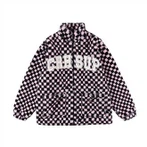 Checkboard Men Fleece Jacket