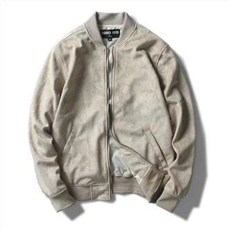 Men Fake Chamois Bomber Jacket