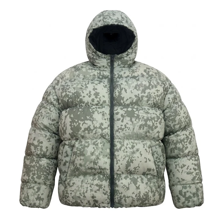 Camo Puffer Jacket With Hood