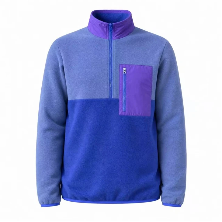 Color‑Block 1/4 Zip Recycled Micro Polar Fleece Pullover