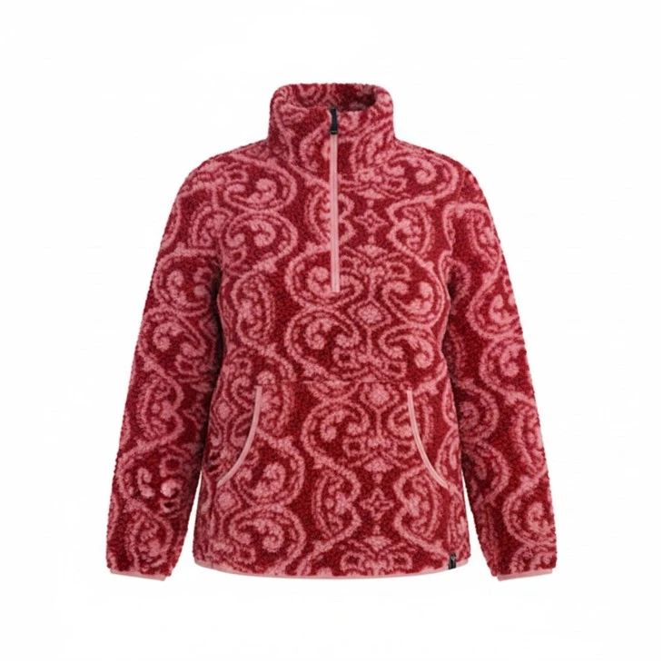 Paisley Print Half-Zip Sherpa Fleece Jacket