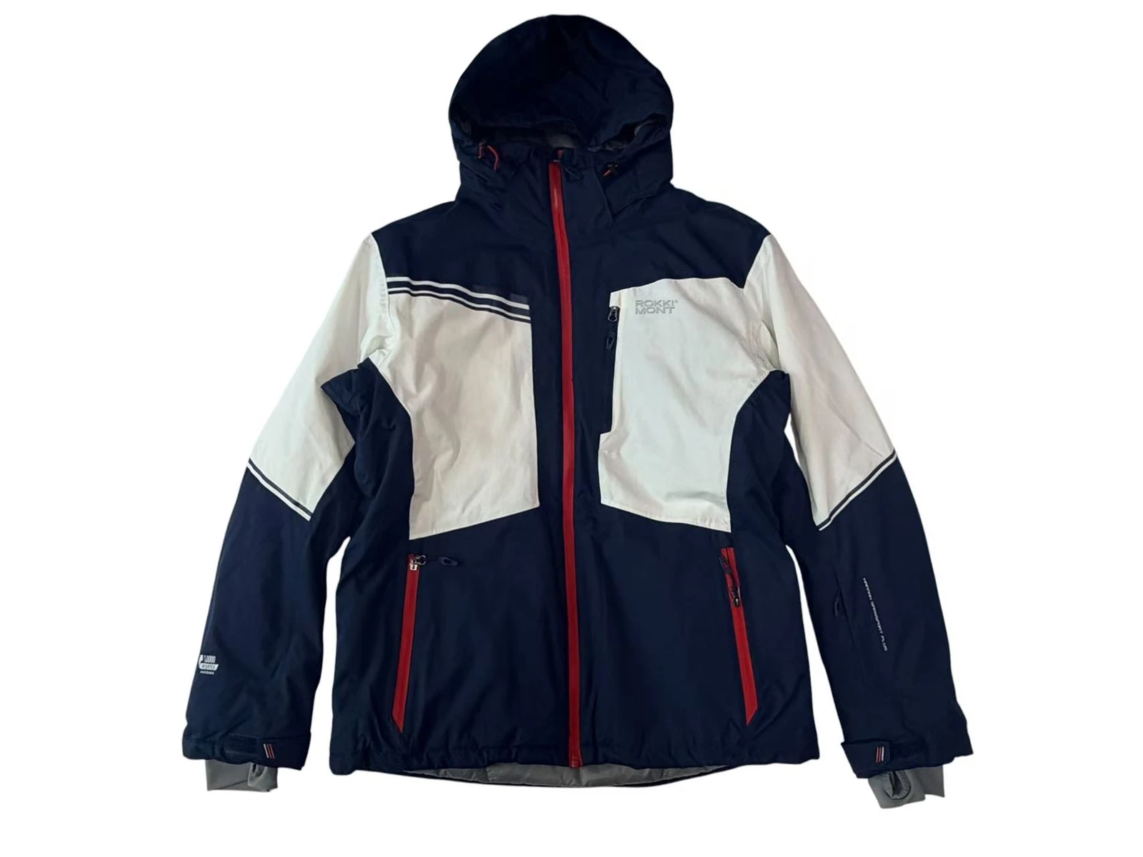Men's Navy & Off-White Color Block Ski Jacket Men's Navy & Off-White Color Block Ski Jacket