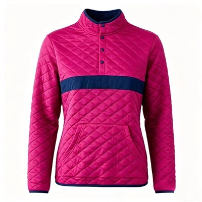 Women Quilted Snap Collar Pullover factory