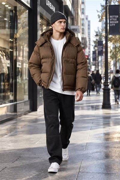 Men's Brown Padded Parka Jacket price