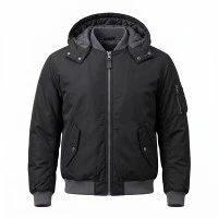 Hooded Nylon Twill Flight Bomber Jacket