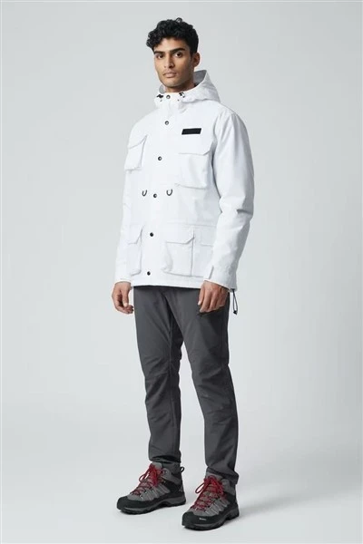 Multi-Pocket Cargo Hooded Hard Shell Jacket high quality