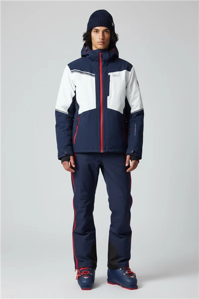 Men’s Navy & Off-White Color Block Ski Jacket high quality
