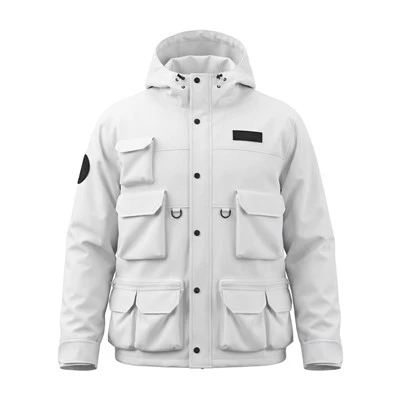 Multi-Pocket Cargo Hooded Hard Shell Jacket