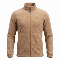 Heather Brown Stand Collar Fleece Jacket