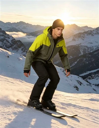 Lemon Green Men's Color-Block Ski Jacket factory