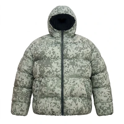 Camo Puffer Jacket With Hood