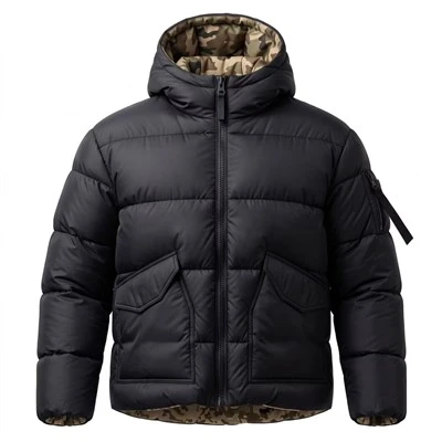 Reversible Men's Hooded Puffer Jacket